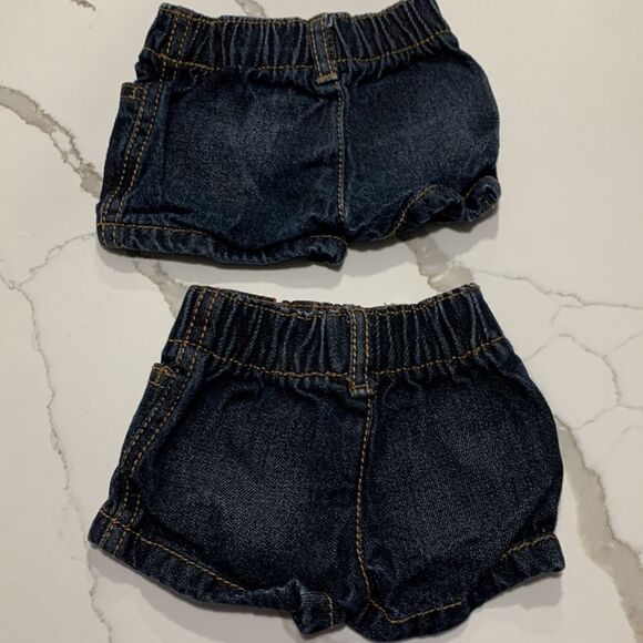 Okie Dokie | Infant Newborn 100% Cotton Blue Dark Wash Denim Jeans Shorts NB - Picture 2 of 3